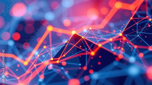 Digital visualization showcases vibrant geometry used in infographics, illustrating data connections and trends in captivating manner