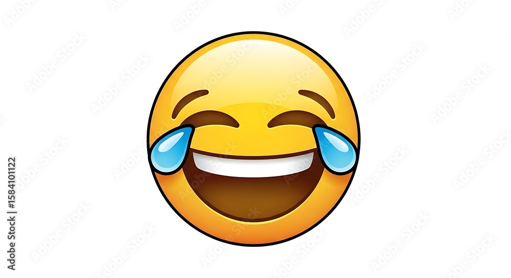 Fototapeta premium Laughing Emoji with Tears Vector – Funny Expression on White