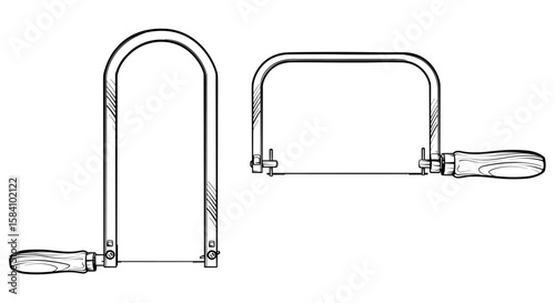Billede på lærred fret saw with wooden handle. Vector illustration of fret saw.