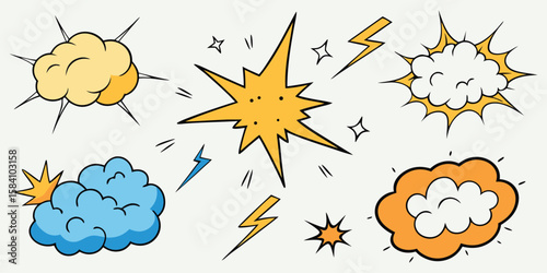 Comic book explosion elements comic style pop art
