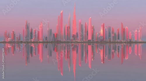 Reflective skyscrapers, business office buildings