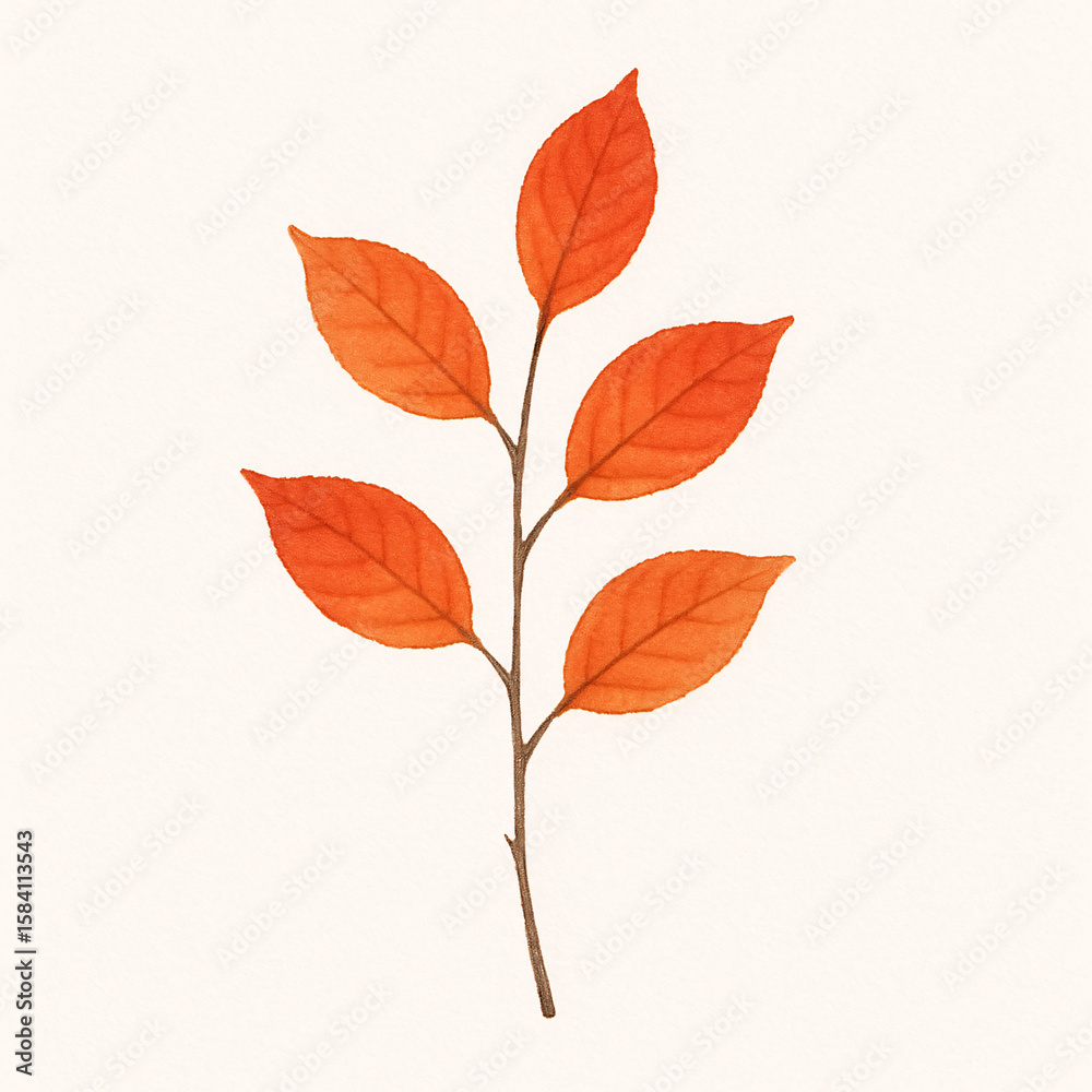 Fototapeta premium Ramo de Outono com Folhas Laranjas e Marrons com Fundo Transparente