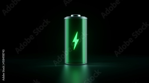 Charged battery. Battery full of electricity. AI generated.