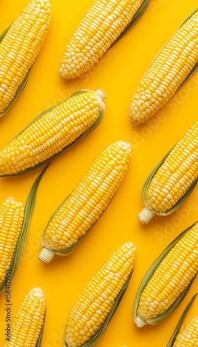 Sweet corn yellow vegetable brain pattern organic food background