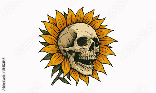 Skull Floral Flower Vector Illustration