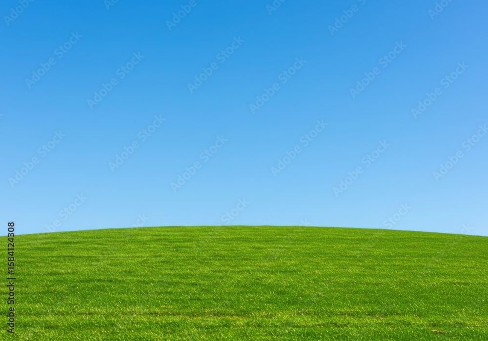 Obraz premium Green field under a clear blue sky