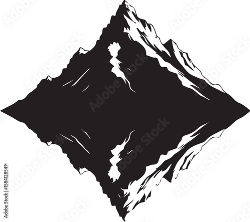 Diamond Shaped Silhouette of a Rugged Mountain Peak with Snow Accents Evoking Adventure Nature and the Majesty of the Outdoors