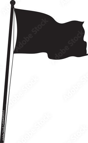 Silhouette of a Waving Flag atop a Flagpole Symbolic of Patriotism, National Identity, or Protest with a Strong Sense of Minimalism