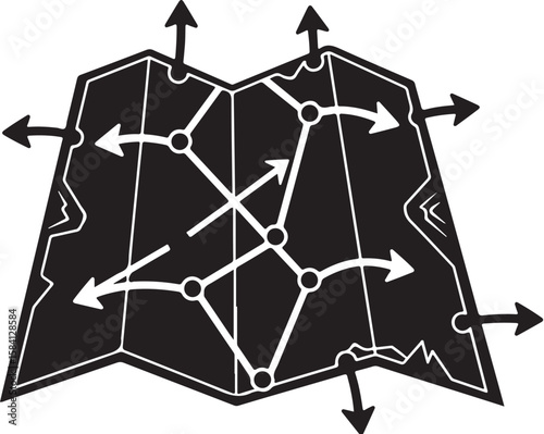 Abstract Black and White Network Depiction a Visual Representation of Interconnectivity and Movement in a Complex System Connecting Seemingly Disparate Points