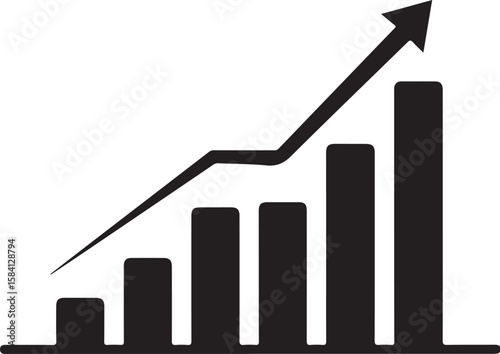 Rising Bar Graph Showing Business Growth with Arrow Ascending a Depiction of Progress and Increasing Sales in an Economy