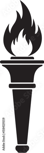 A Graphic Silhouette of a Torch with a Vivid Flame Emanating from the Top Illustrating Power and Inspiration