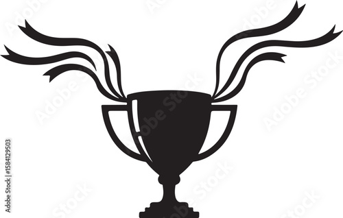 A Symbol of Victory Achievement and Triumph The Image Showcases a Trophy Adorned with Ribbons Representing Excellence in a Graphic Form