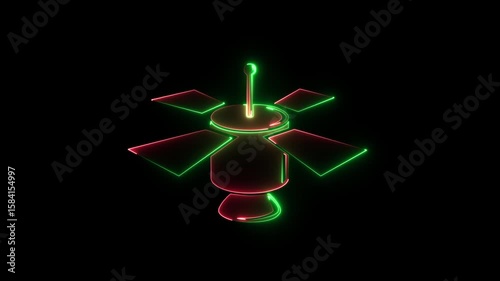 Neon Atom or medullar icon. atom on black background
