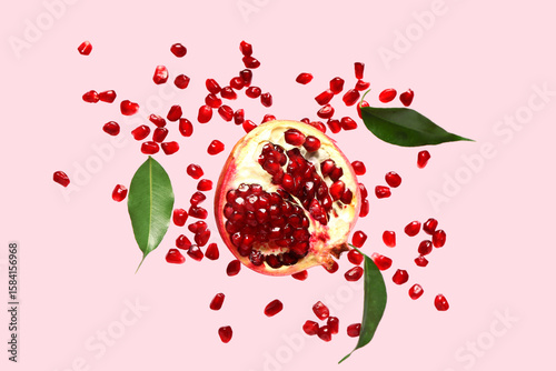 Fresh pomegranate half with...