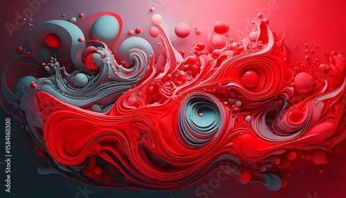 red liquid splash abstract art of a fantasy for wallpaper background