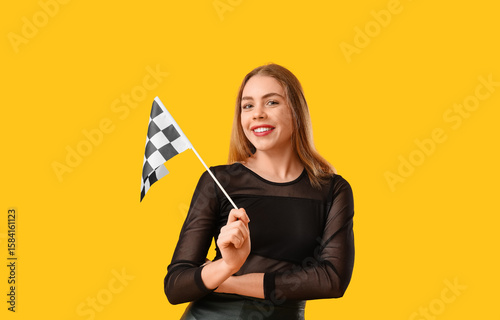 Happy young woman with raci...