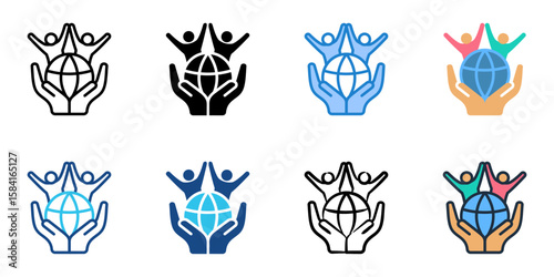 Senior Volunteering icon set multiple style collection 
