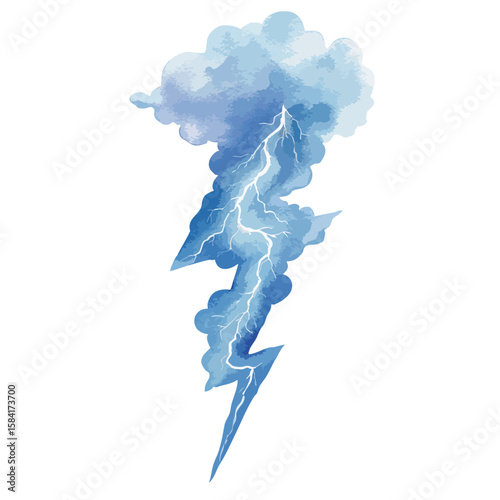 Cloud and lightning watercolor illustration