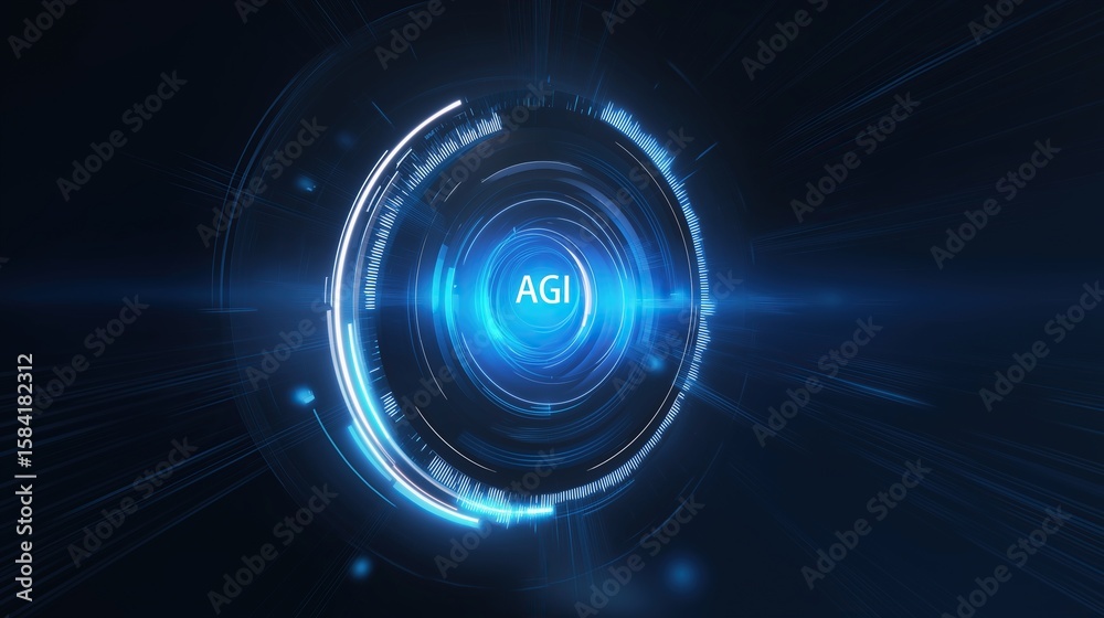 Obraz premium An AI agent acts as a virtual assistant, for support as an AGI artificial general intelligence representative symbolizing agentic robot autonomy, and humanoid superintelligence technology