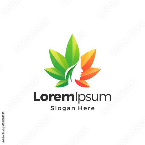 Cannabis hemp cbd girls logo colours gradient premium icons vectors