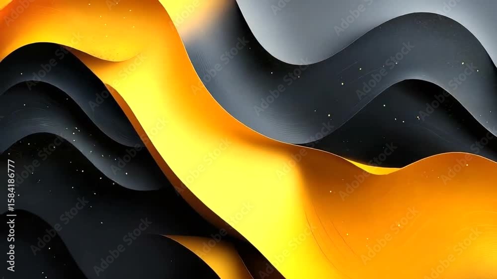 Abstract background with flowing golden waves and dark layers for modern design concepts
