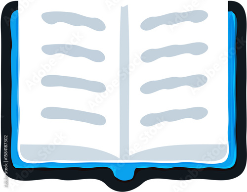 Open book with light blue pages and a dark blue cover, suggesting reading, knowledge, or learning.