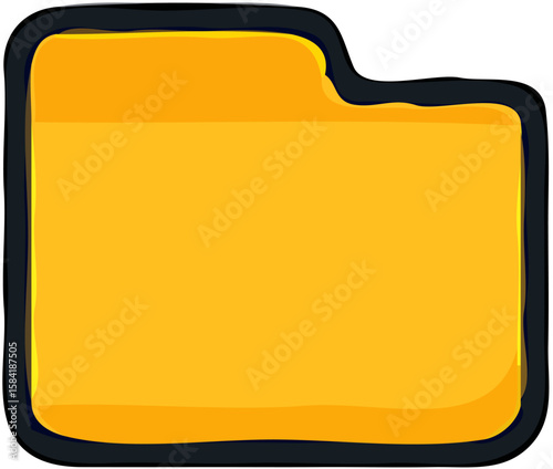 A yellow folder icon with a black outline, depicted in a cartoonish style.