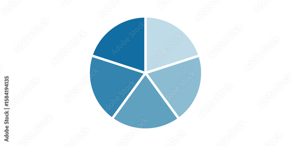 Obraz premium Circle Divided into Five Equal Parts. Pie Chart Divided 5.