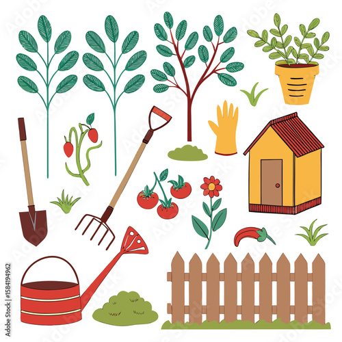 Home gardening vector elements generated by ai