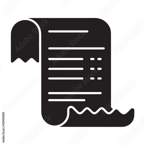 Vector art of a receipt with a list of items isolated on white background, representing a financial transaction