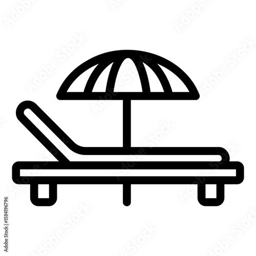sun bed Line Icon