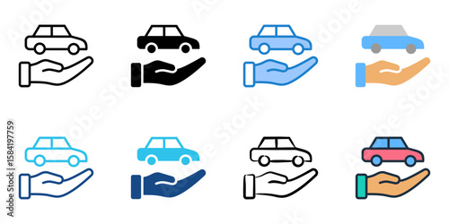 Transportation Assistance icon set multiple style collection 
