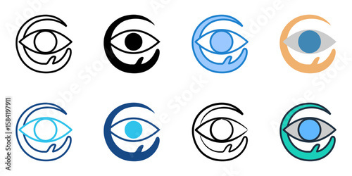 Vision Care icon set multiple style collection 
