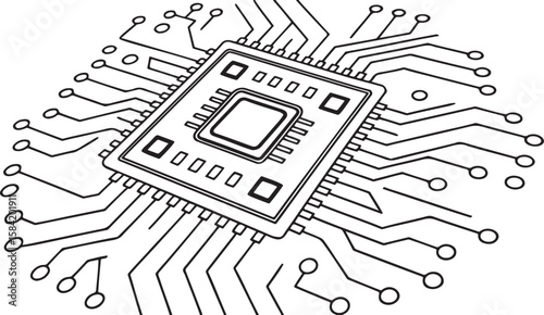 abstract background vector technology pattern electronic circuit board background black and white		