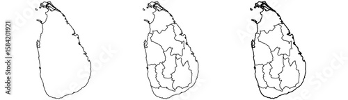 Sri Lanka map – vector illustration of provinces, districts, and geographic features