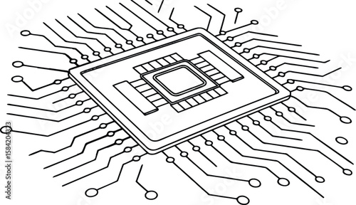 abstract background vector technology pattern electronic circuit board background black and white		