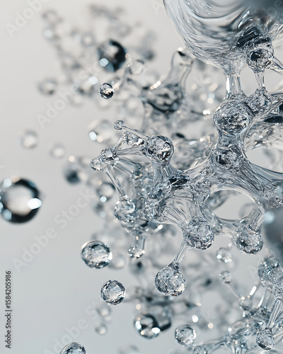 Wallpaper Mural Futuristic Glass and Water Molecular Designs: A Conceptual Exploration of Advanced Skincare and Cosmetic Innovation, Blending Organic Patterns, Bioluminescence, and Minimalist 3D Aesthetics Torontodigital.ca