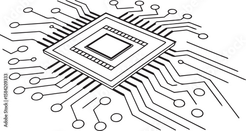 abstract background vector technology pattern electronic circuit board background black and white		