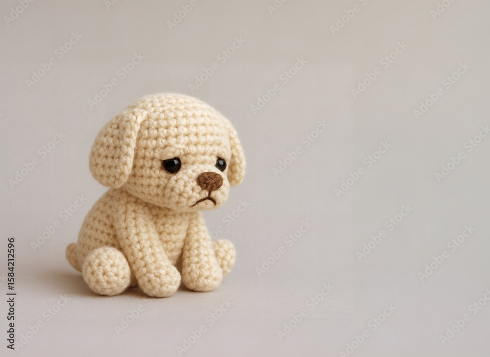 Fototapeta premium Adorable Mini Handmade Crocheted Dog Plush Toy