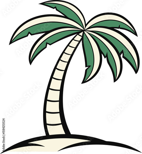 Stylized palm tree on sandy ground