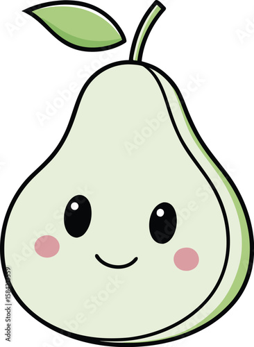 Cute pear character with happy face
