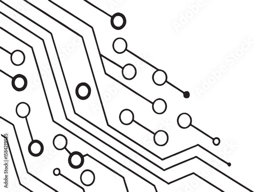 abstract background vector technology pattern electronic circuit board background black and white		
