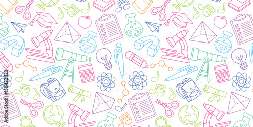Set of back to school doodle element pattern vector illustration