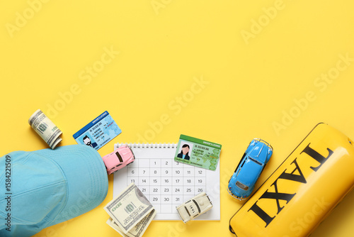 Calendar with taxi roof sig...