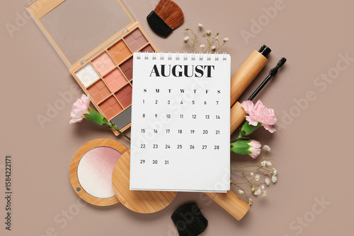 Calendar with makeup produc...