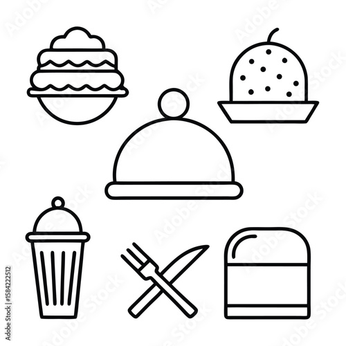 Food and dining icons cake cupcake