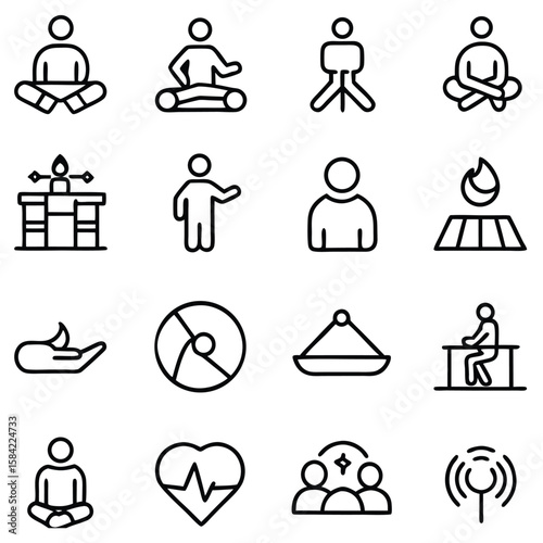 Meditation yoga wellness health symbols vector