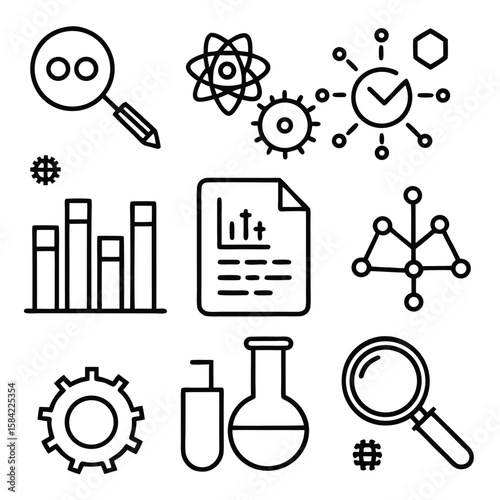 Science Research And Data Analysis Icons vector