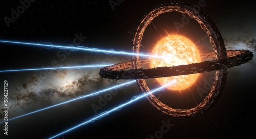 Galactic nexus star harnessed by megastructure in cosmic energy transfer concept