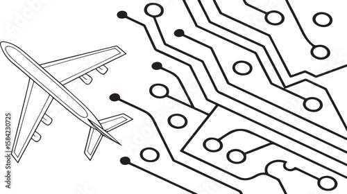 abstract background vector technology pattern electronic circuit board background black and white		